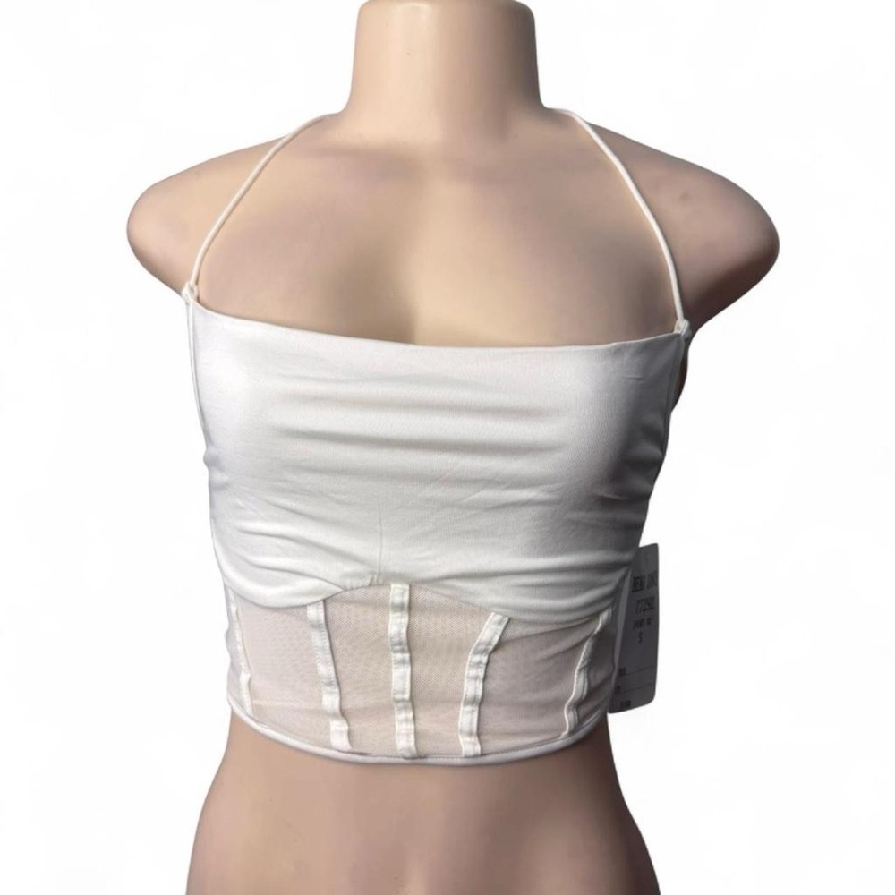 White Mesh Cropped Cami
